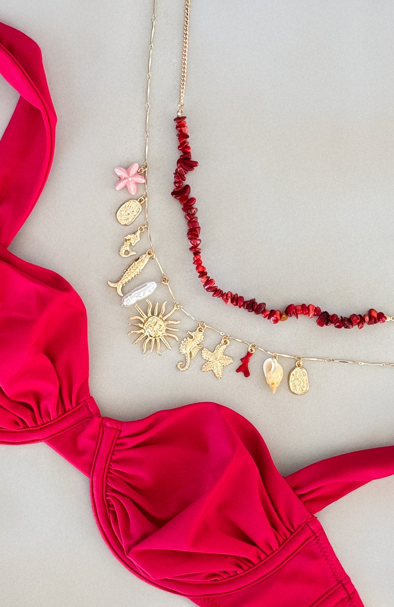 Anakin Necklace Set Gold/Red